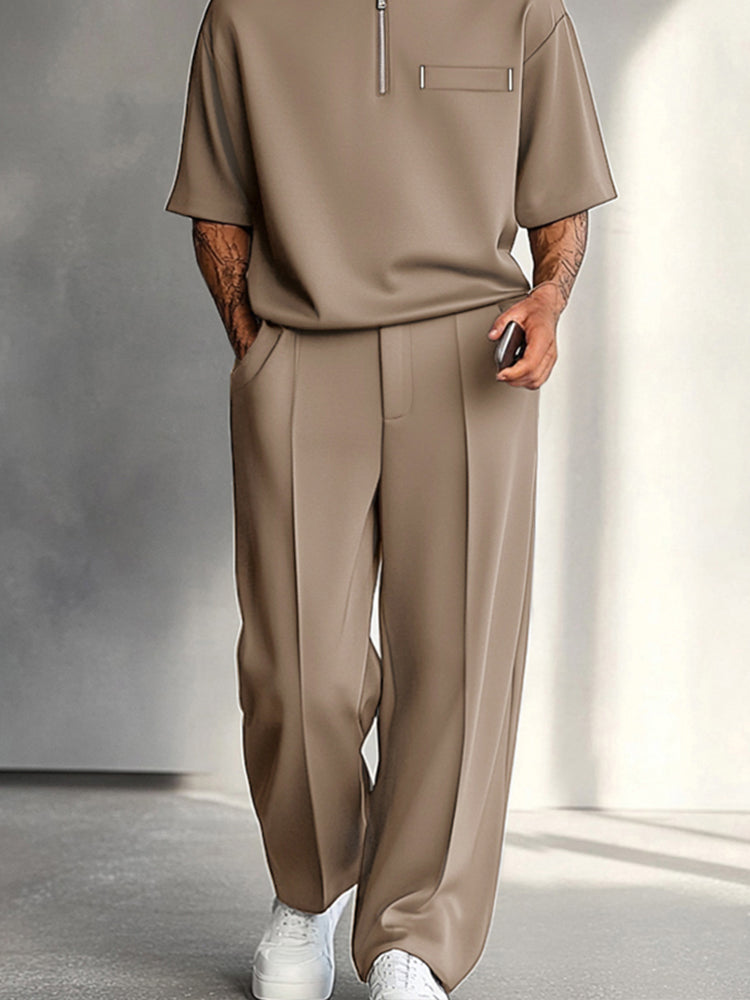 Donald Completo Due Pezzi Moderno con Zip e Pantaloni Ampii