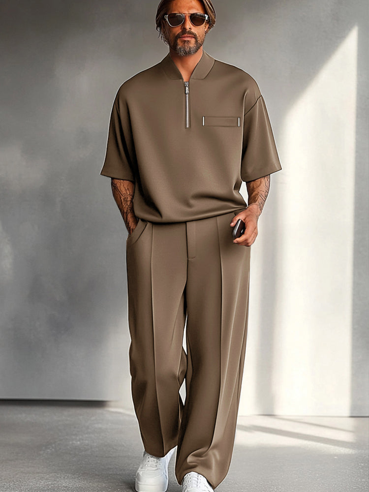 Donald Completo Due Pezzi Moderno con Zip e Pantaloni Ampii