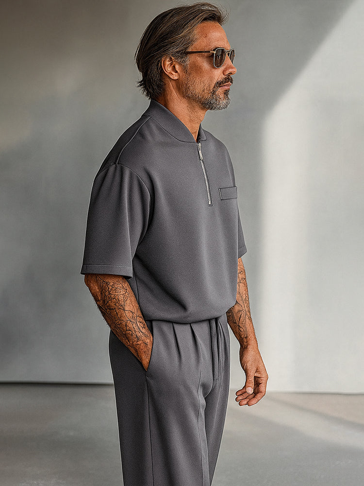 Donald Completo Due Pezzi Moderno con Zip e Pantaloni Ampii