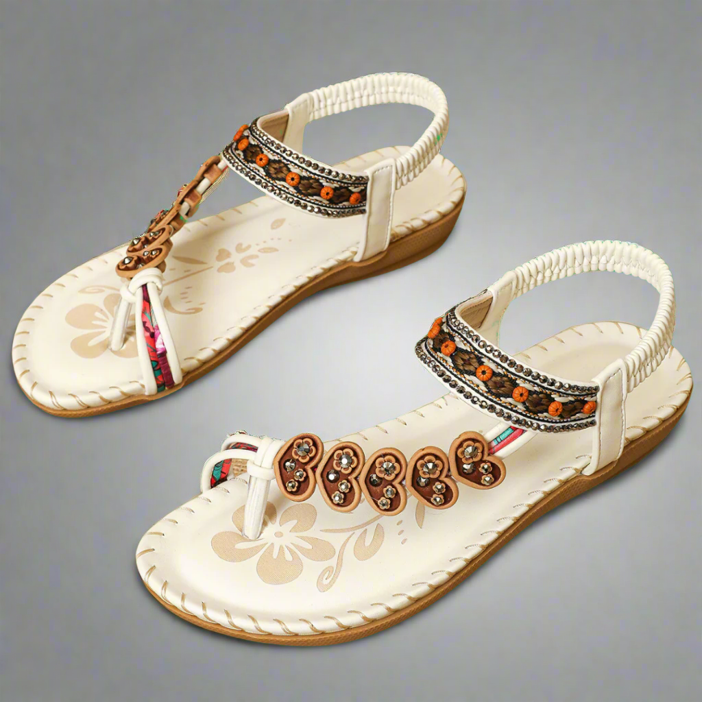 Sandali Donna Piatti Decorati Perline Fiori T-Strap-83364-55cd0626-5d3c-42cc-80b0-5948d50fcab1