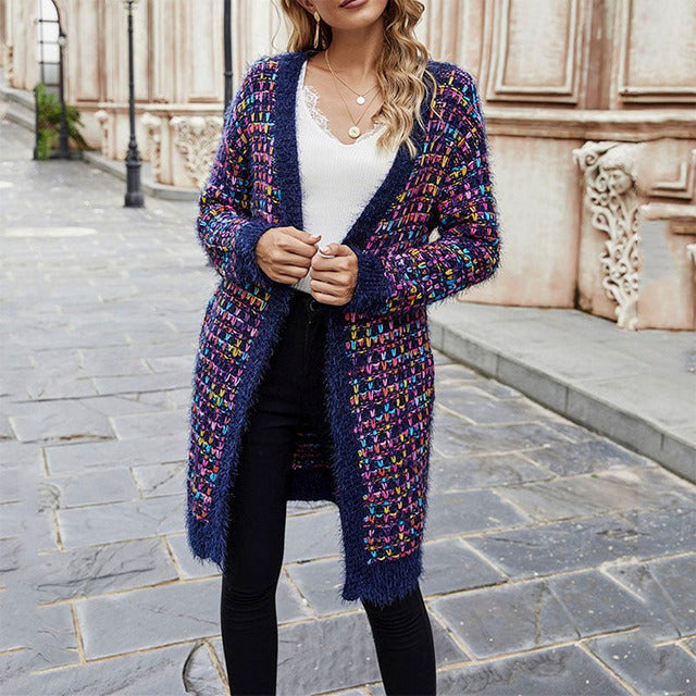 Cardigan Lungo Lavorato a Maglia – Stile Chic