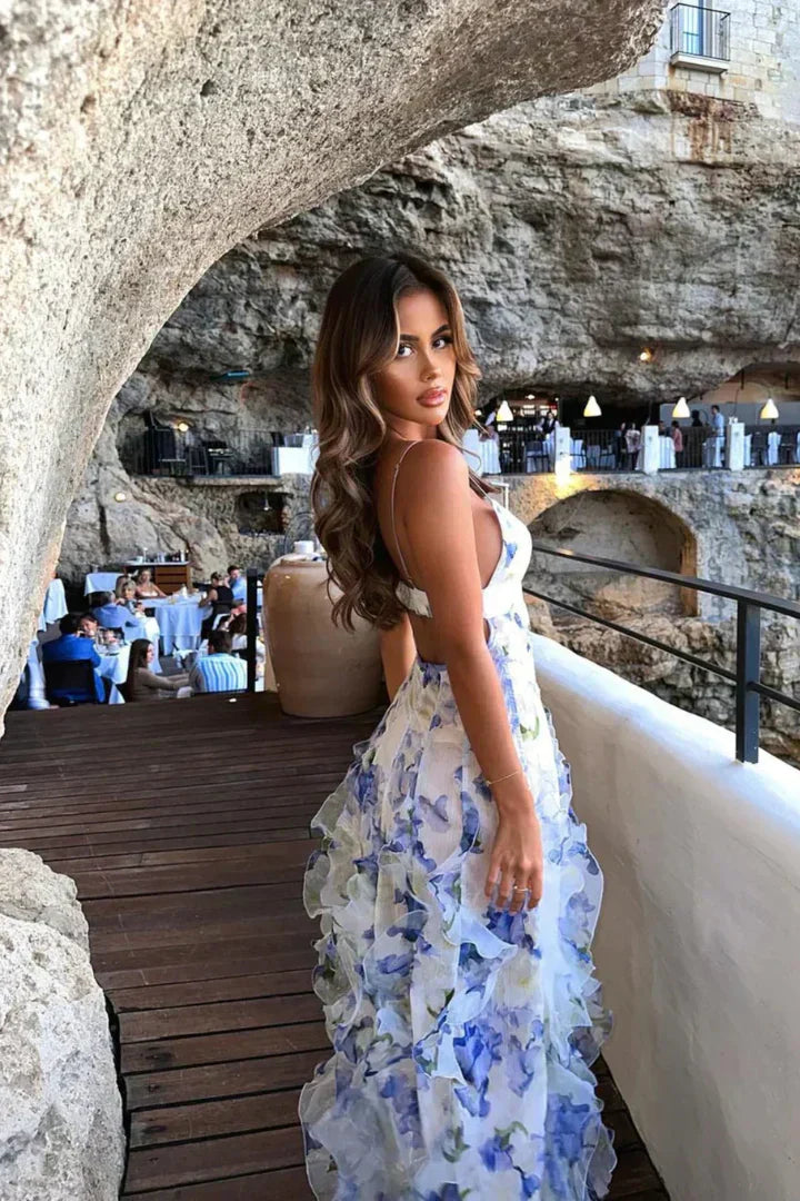 Abito Floreale Romantico con Volant