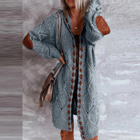 Cardigan Lungo a Maglia Stile Bohémien con Patch