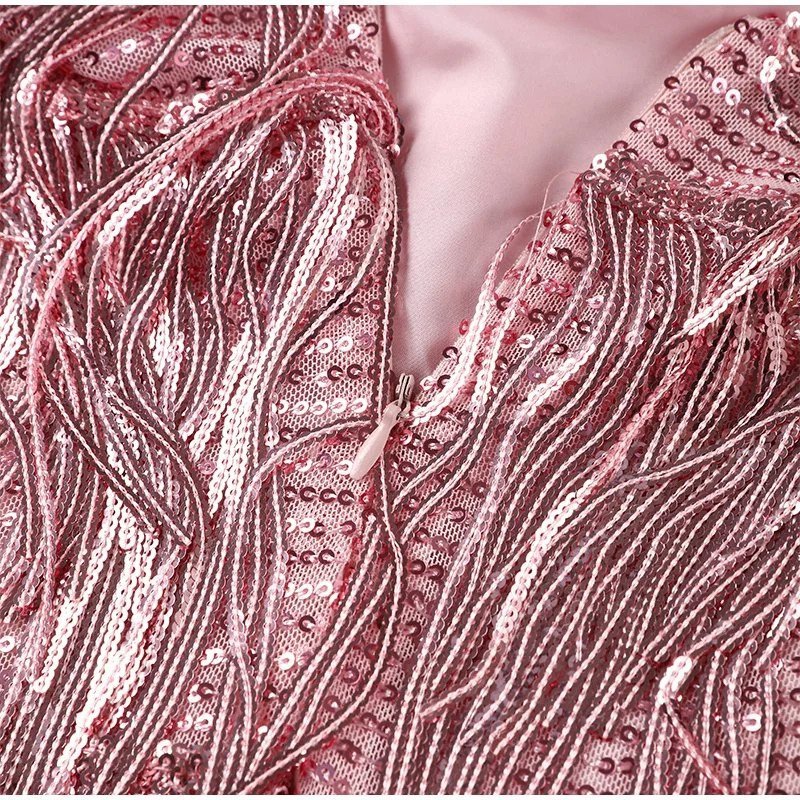 Miniabito Donna con Frange e Piume – Spalline Sottili, Stile Party-83329-5d35694e-b51c-4f43-9594-f07b07829713