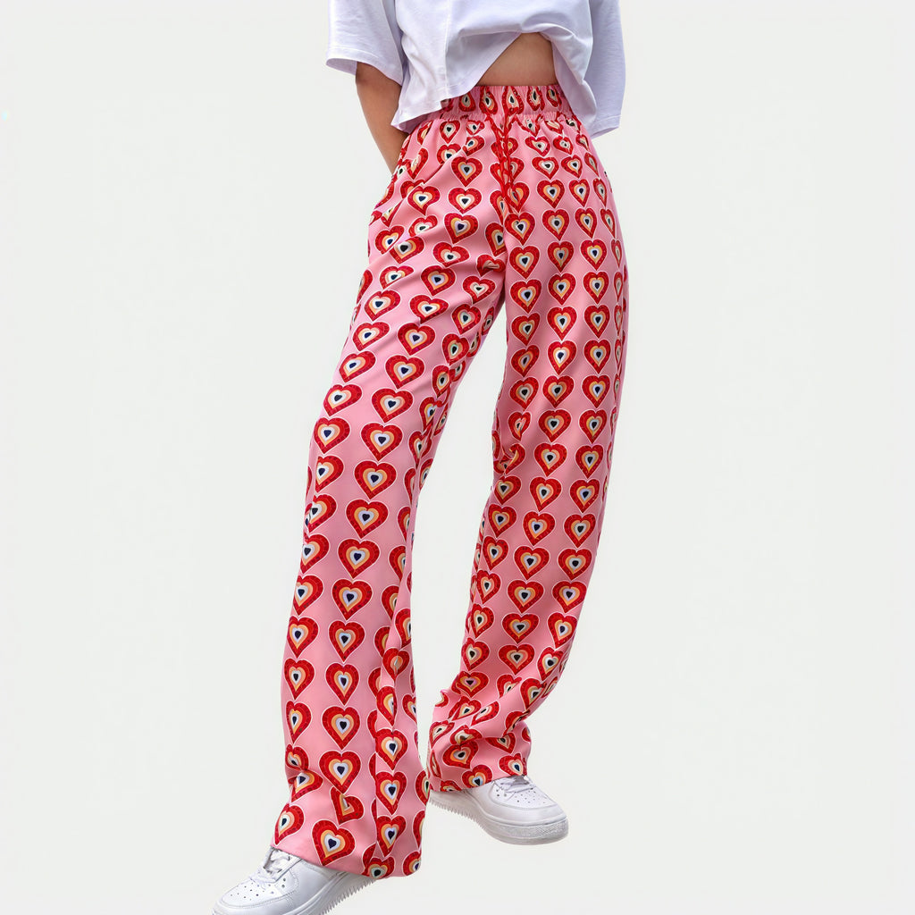 Pantaloni Ampi Fantasia Cuore