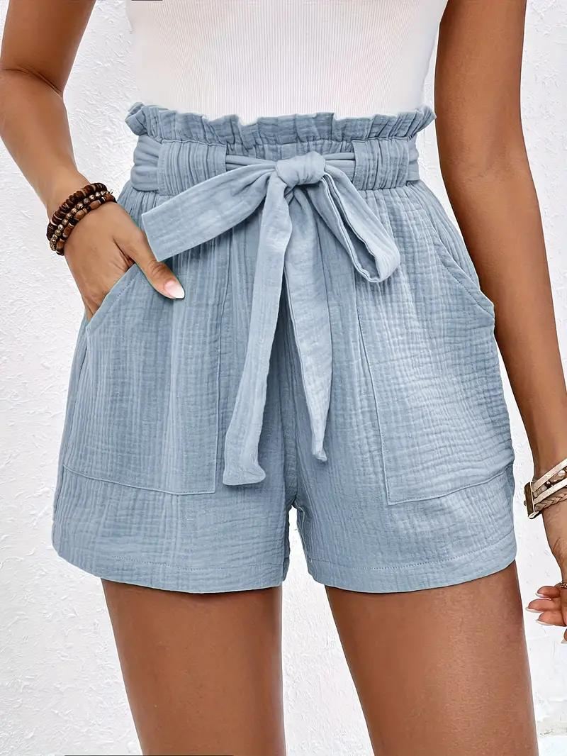 Shorts a Vita Alta con Cintura