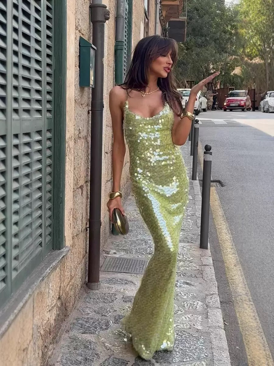 Dorio Moda Abito Maxi Donna – Paillettes Scintillanti, Spalline Sottili, S-XL-83278-64d4180c-f1a5-4f0e-a5d7-86bbdabc9c86