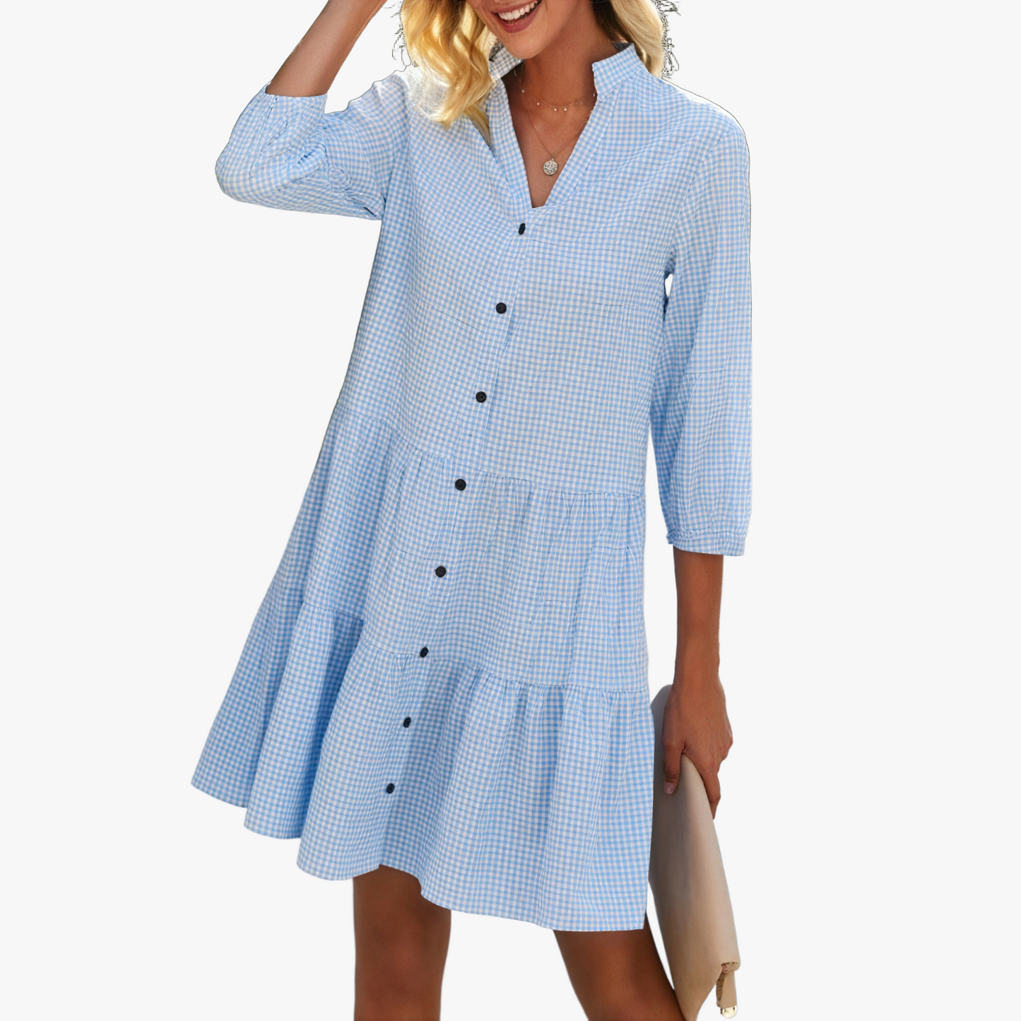 Abito Gingham Elegante e Versatile