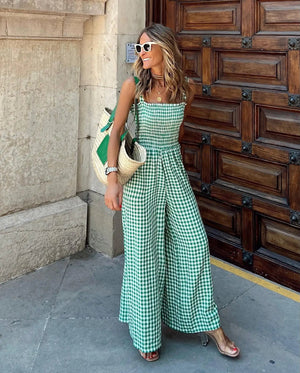 Tuta Gingham a Gamba Larga