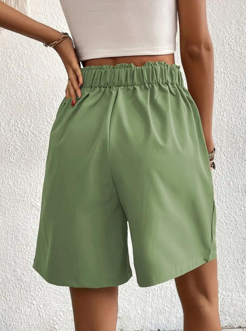 Donna Shorts Vita Alta Pieghe Frontali Tasche Funzionali-82558-66b8cf05-3a02-4021-b24e-d5bf97968fef