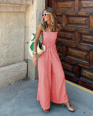 Tuta Gingham a Gamba Larga