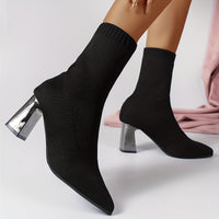 Stivaletti Knit Design Moderno con Tacco Geometrico