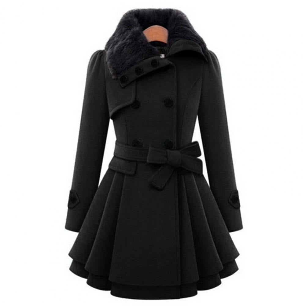 Cappotto Donna Doppio Petto – Collo Pelliccia Sintetica, Cintura, Svasato-82347-6a4a9819-bc05-4bf3-a09d-739589593ca9