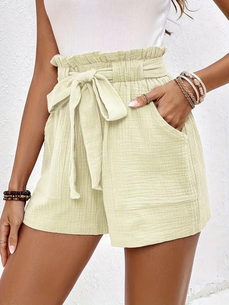 Shorts a Vita Alta con Cintura