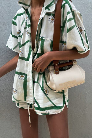 Completo Camicia e Shorts con Stampa Geometrica