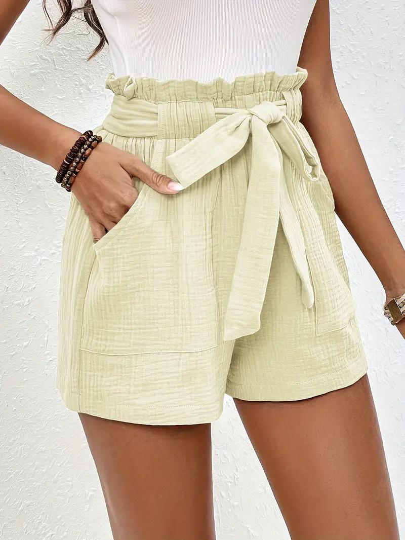 Shorts a Vita Alta con Cintura