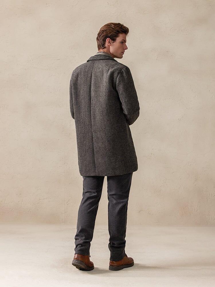 Vintage Herringbone Tweed Coat Coat coofandy 