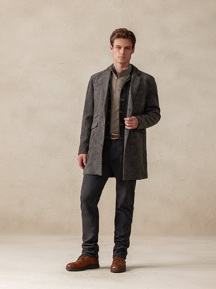 Vintage Herringbone Tweed Coat Coat coofandy 