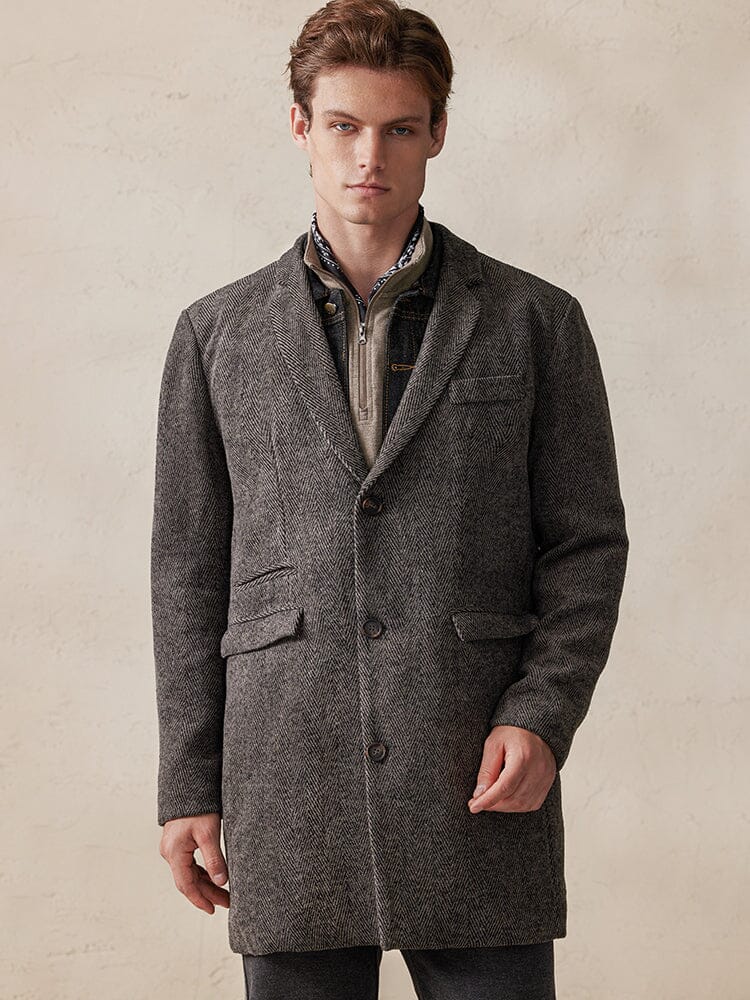 Vintage Herringbone Tweed Coat Coat coofandy 