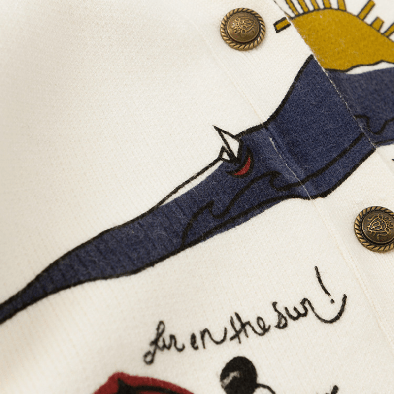 Cardigan Oversized con Ricami Giocosi