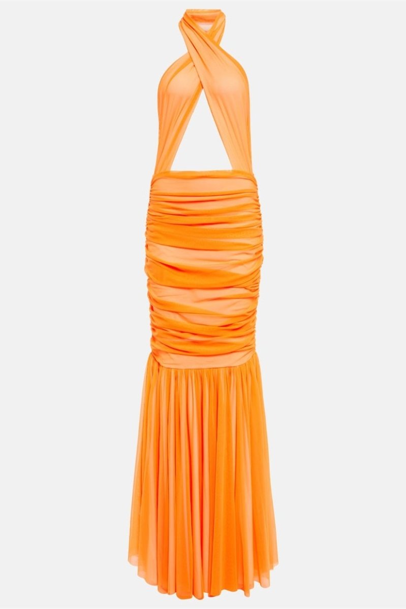 Abito Lungo Halter con Dettaglio Cutout