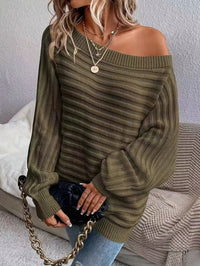 Abito Donna Spalle Scoperte – Maglia a Costine Maniche Lunghe