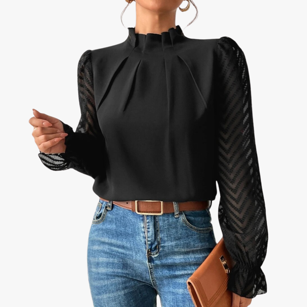 Blusa Elegante con Maniche Trasparenti