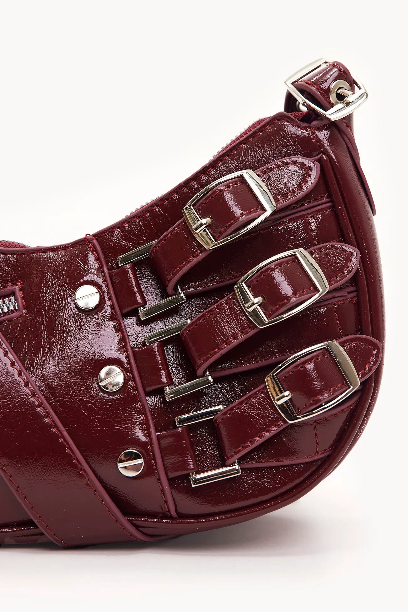 Borsa Baguette con Fibbie e Zip