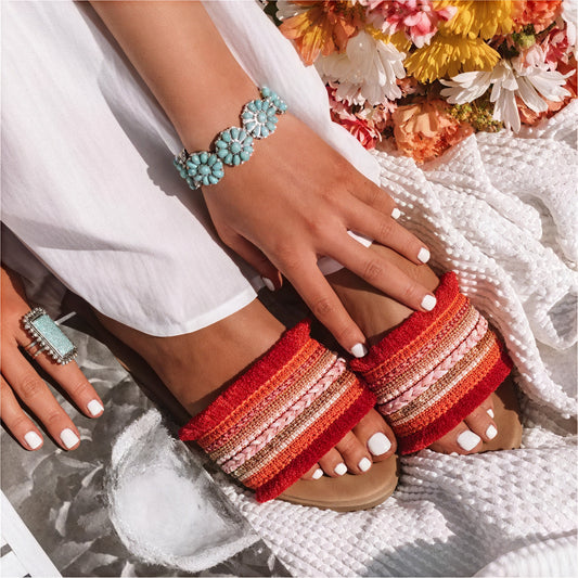 Donna Sandali Slide con Perline e Frange – Suola Piatta Stile Bohémien-73650-a7cabd0b-4e9b-4a8c-bafe-2b2a4812f647