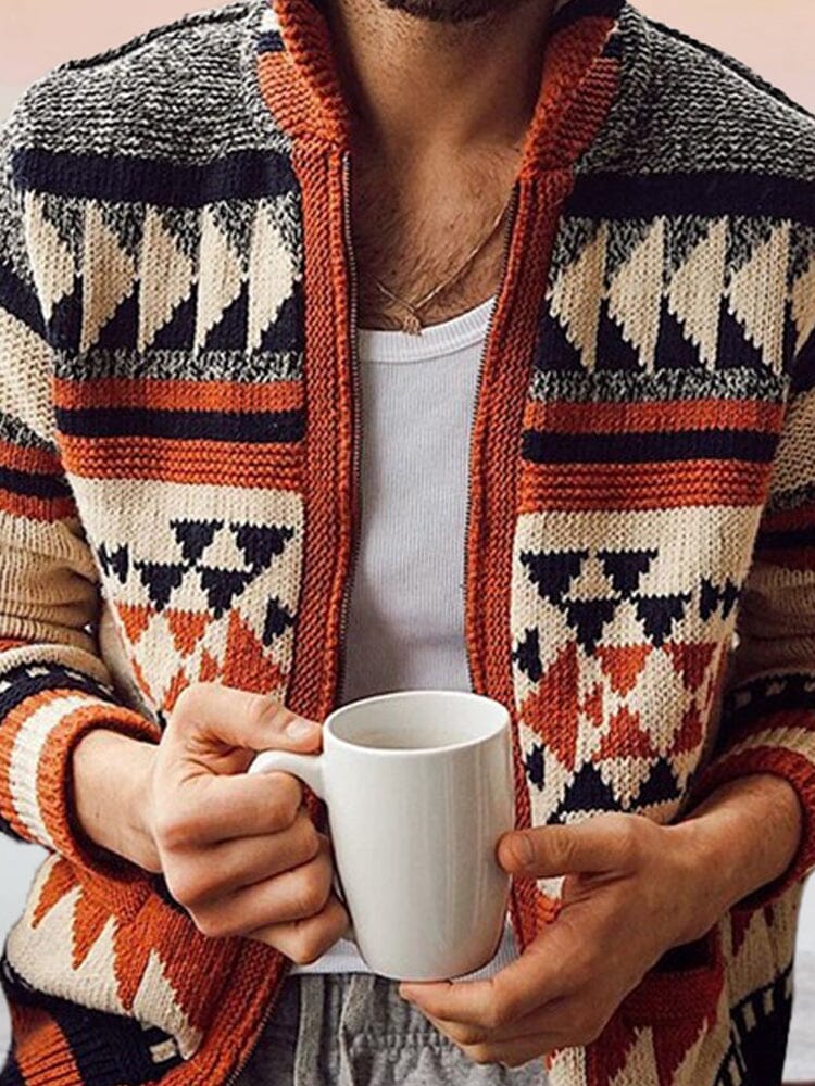 Coofandy Long Sleeve Lapel Jacquard Sweater coofandystore 