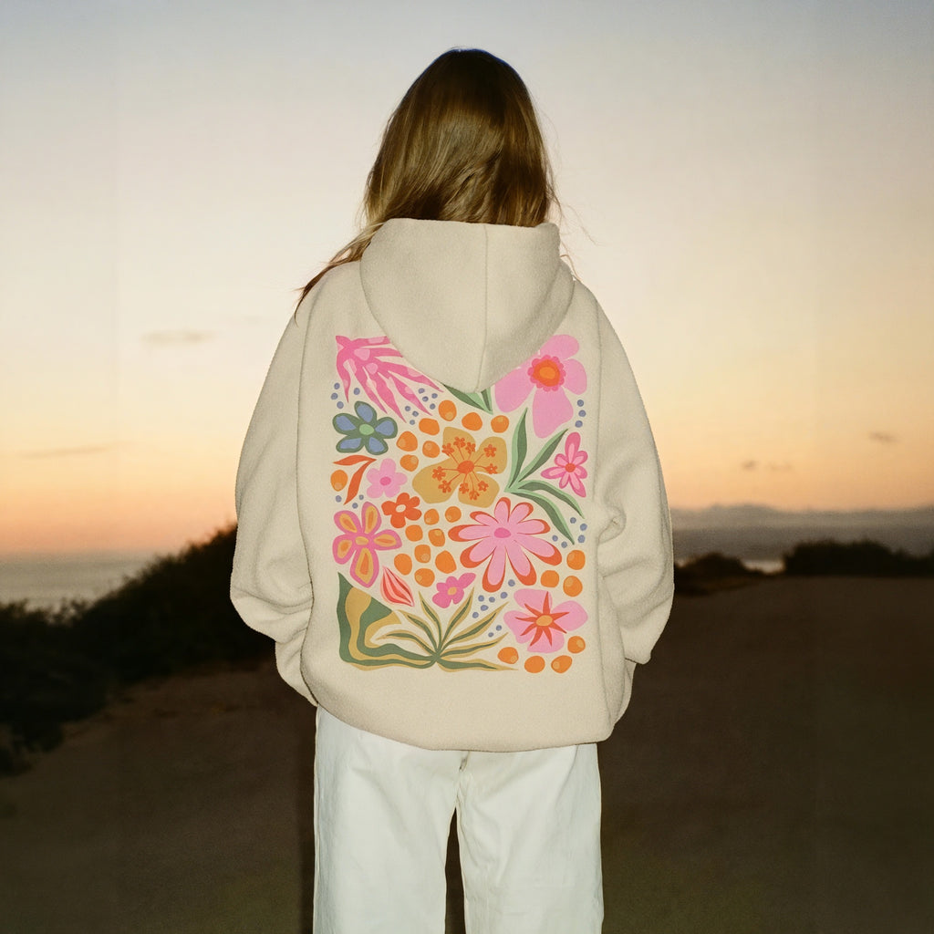 Felpa con Cappuccio Floreale Artistica