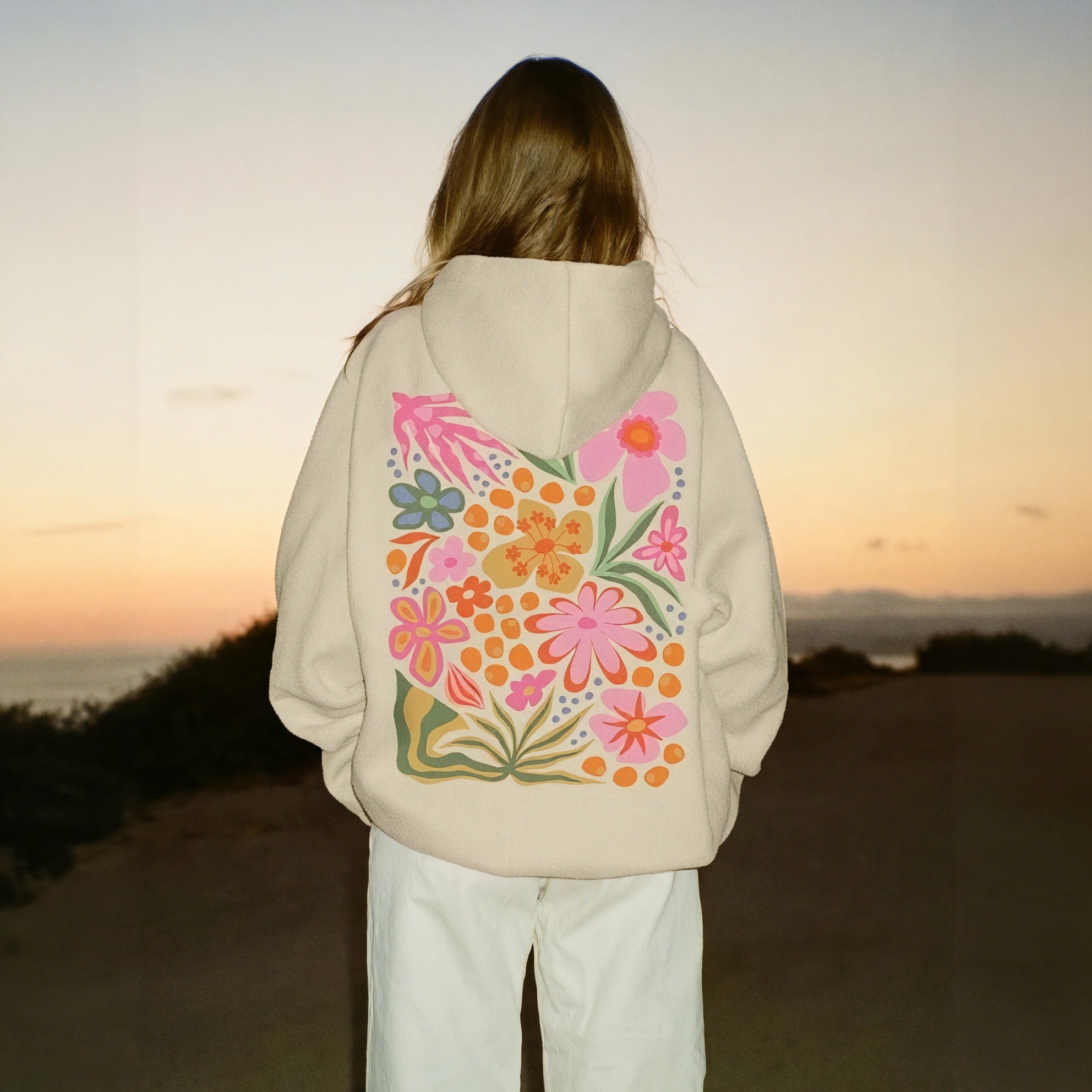 Felpa con Cappuccio Floreale Artistica