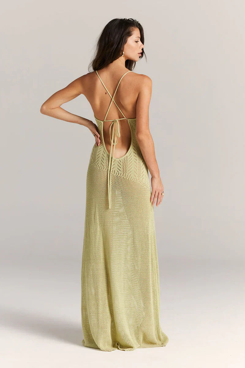 Dorio Moda Abito Maxi Donna – Maglia Aperta, Fiori Intagliati, Spalline Sottili-83282-762c1fb4-059f-4e9e-9446-7159ed5b2a38