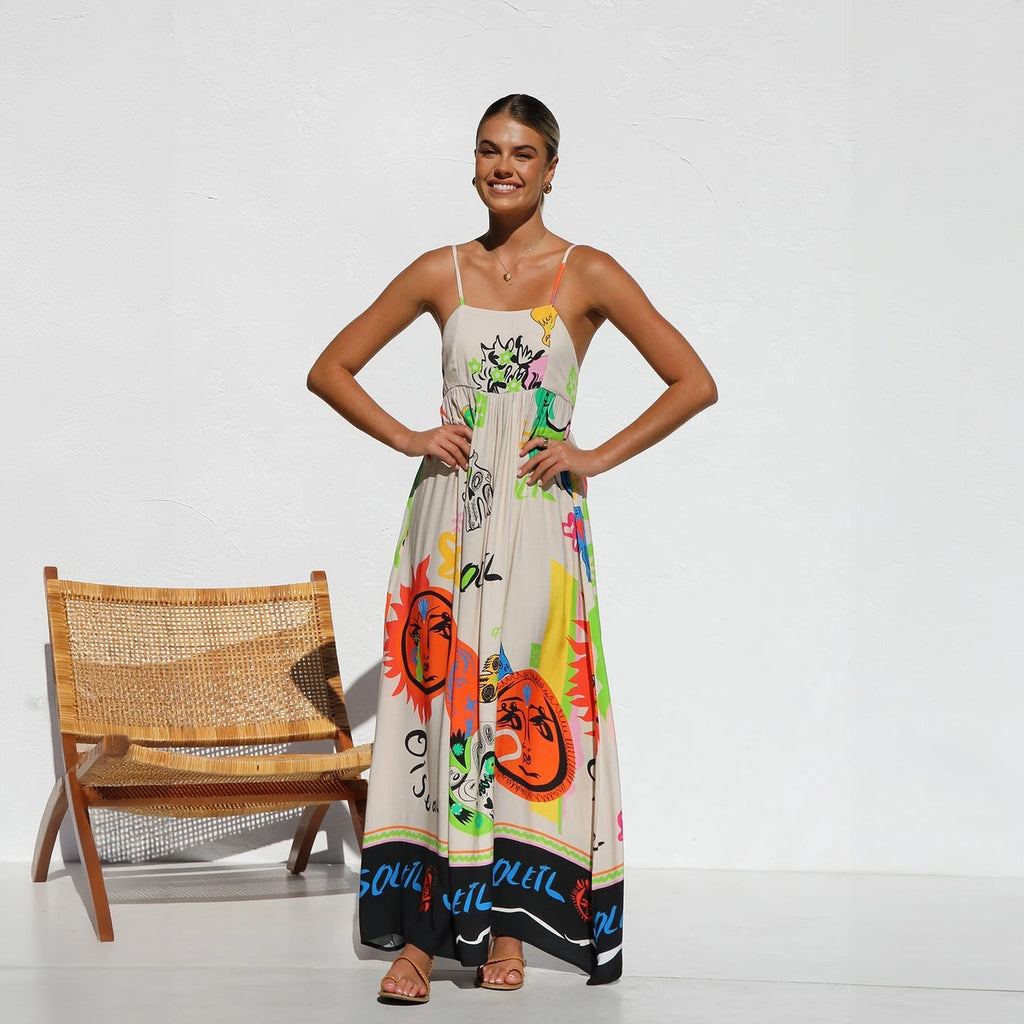Abito Lungo Estivo con Stampa Artistica