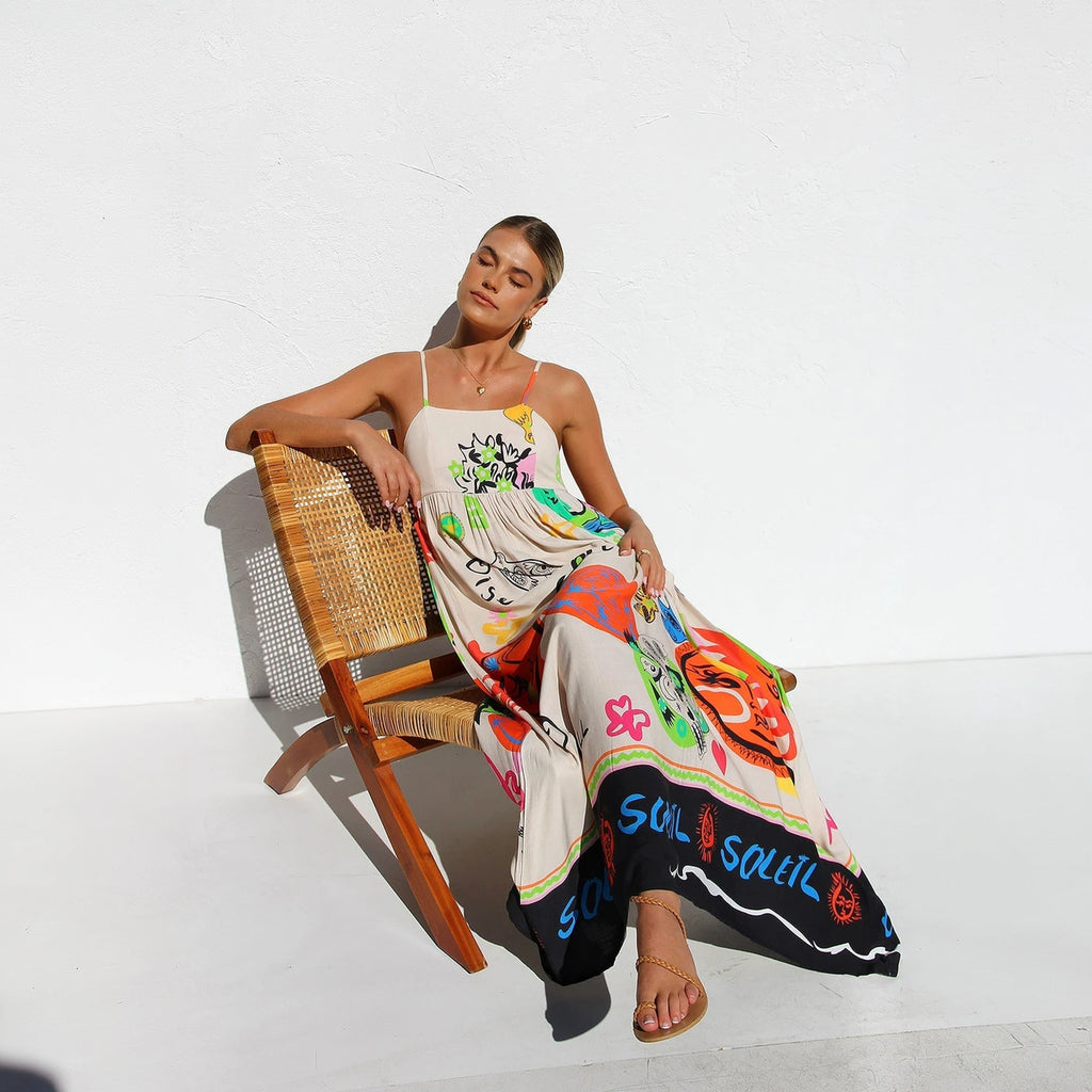 Abito Lungo Estivo con Stampa Artistica