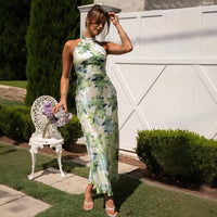 Abito Lungo Floreale con Scollo Halter