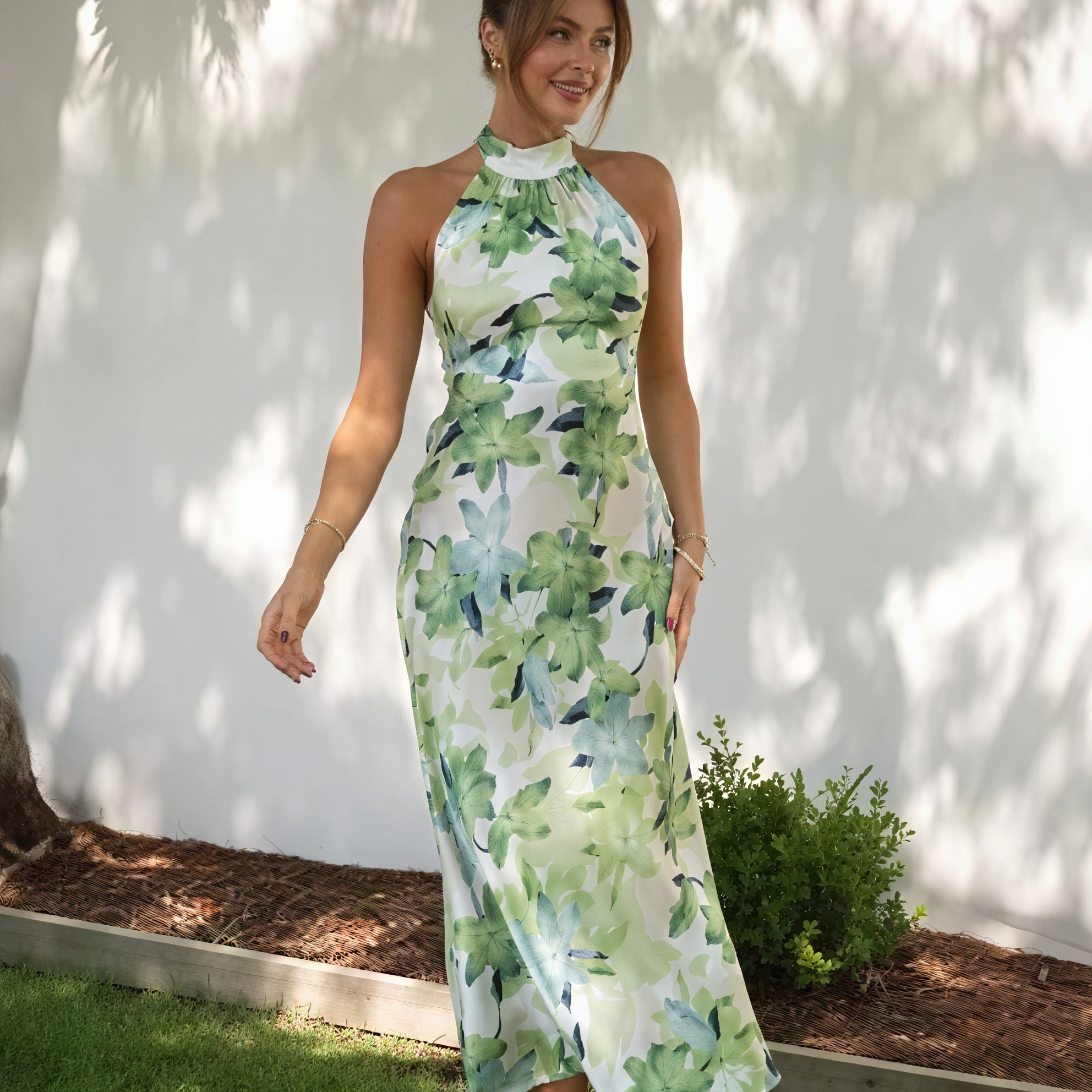 Abito Lungo Floreale con Scollo Halter