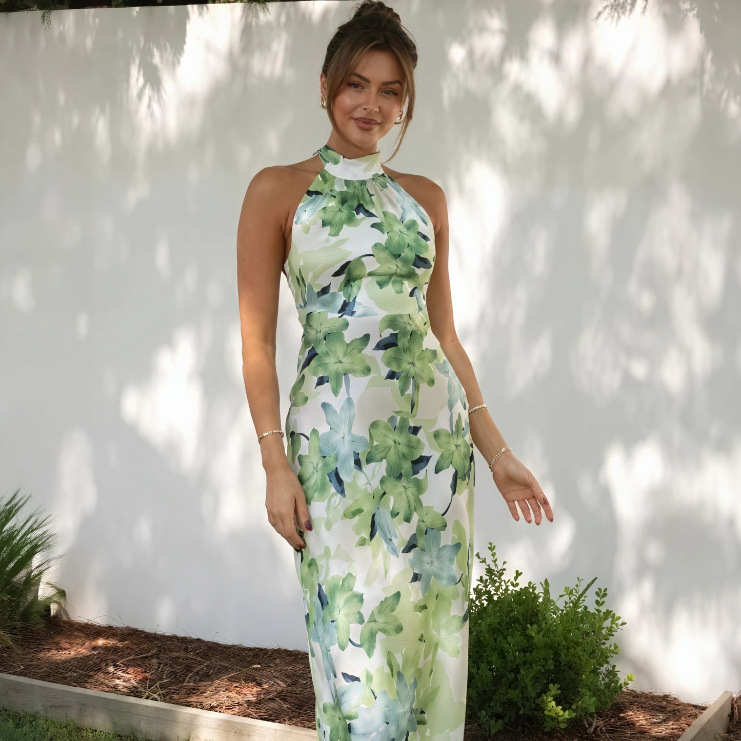 Abito Lungo Floreale con Scollo Halter