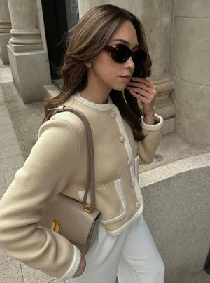 Cardigan Raffinato con Dettagli a Contrasto