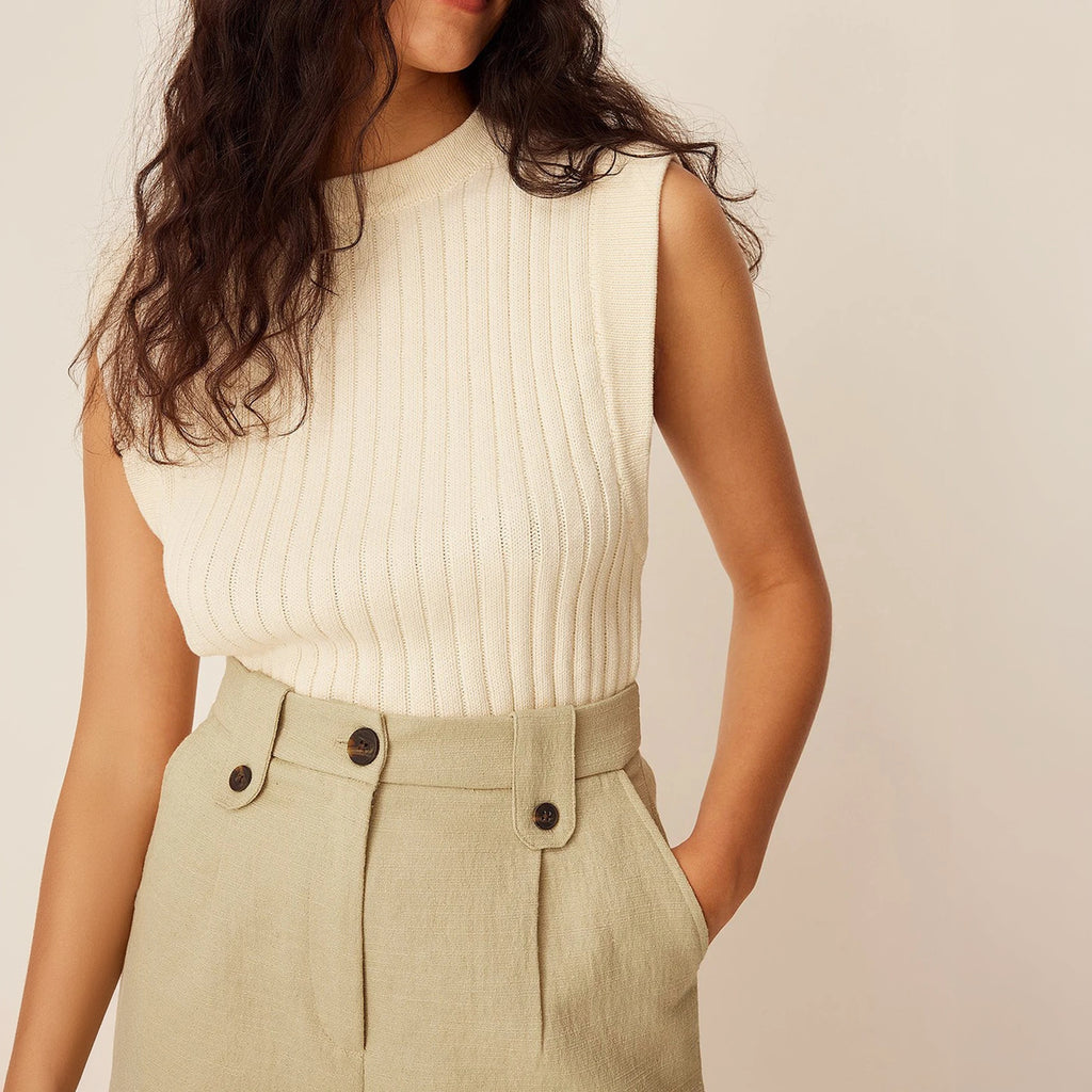 Top Knit Ribbed Senza Maniche