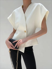 Top Elegante con Dettaglio Nodo e Maniche Strutturate