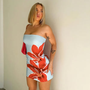 Mini Abito Strapless con Stampa Audace