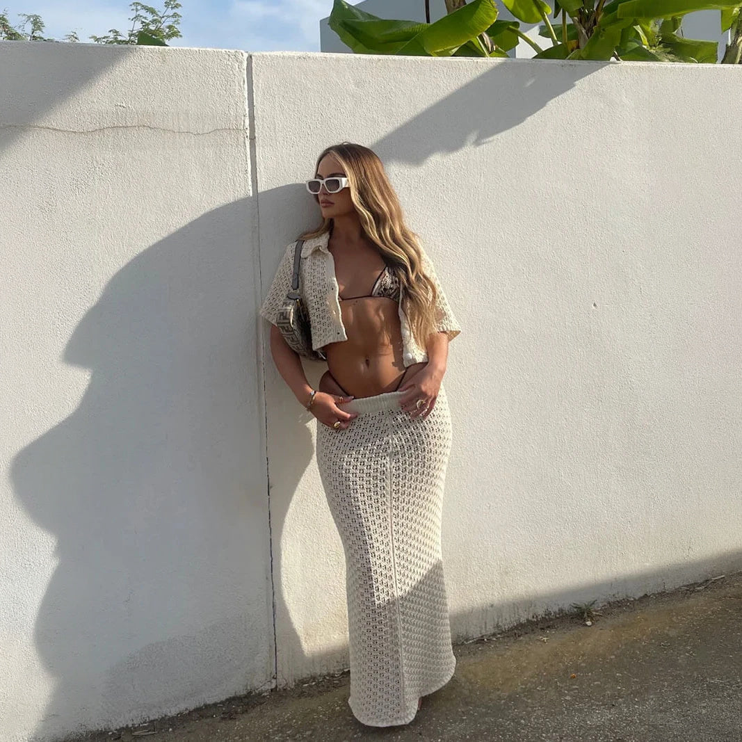 Completo Top Corto e Gonna Lunga Bohémien