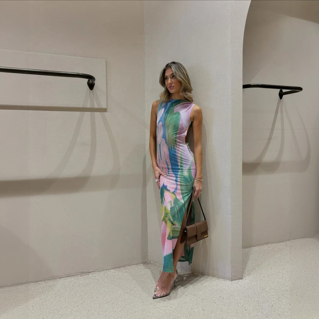 Abito Chic con Stampa Floreale Vivace