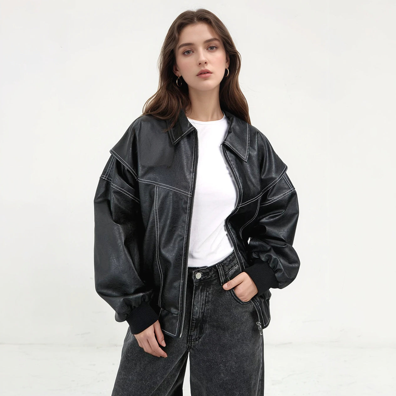 Giacca Bomber Moderna con Dettagli a Contrasto