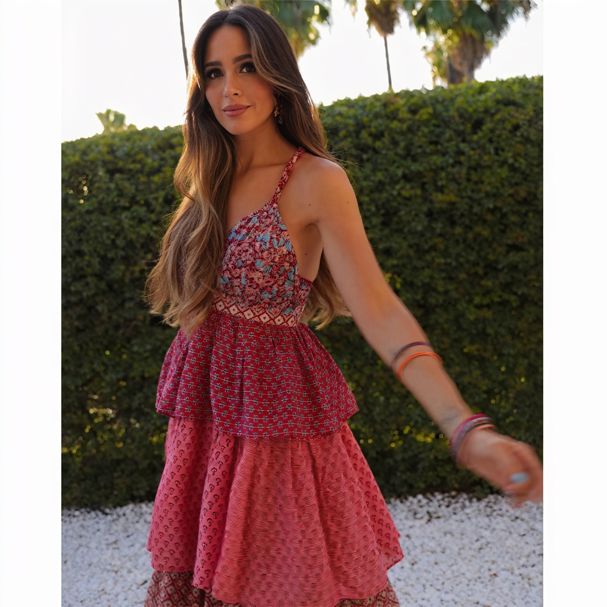 Abito Lungo Bohémien a Pannelli