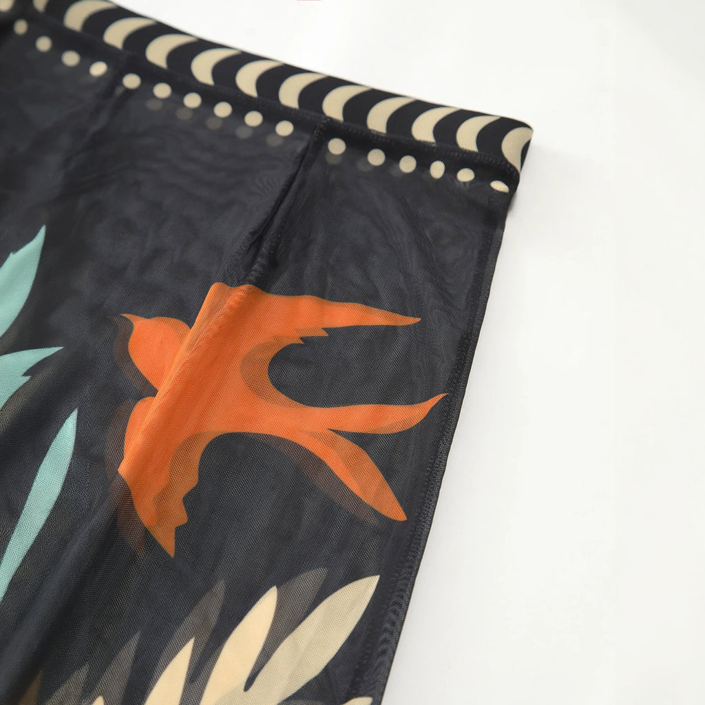 Abito Maxi Stampa Artistica con Cutout