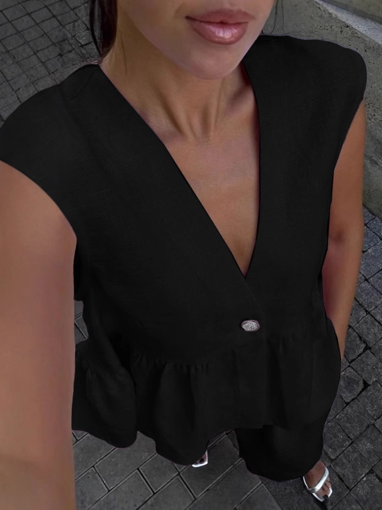 Dorio Moda Completo Due Pezzi Donna Lino – Top Senza Maniche & Pantaloni Palazzo Scollo a V-83272-792593cb-1e53-49a2-b823-f7e44b6c1b49