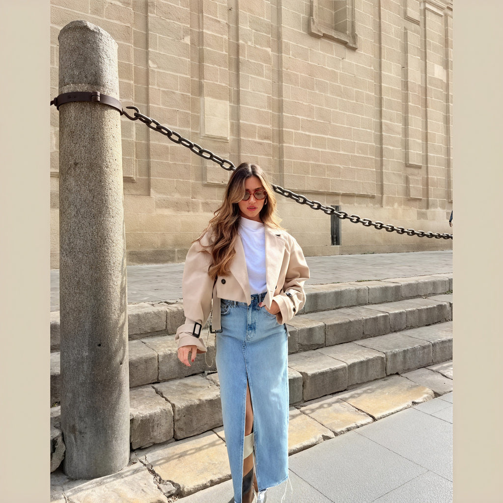 Giacca Trench Corta Doppiopetto