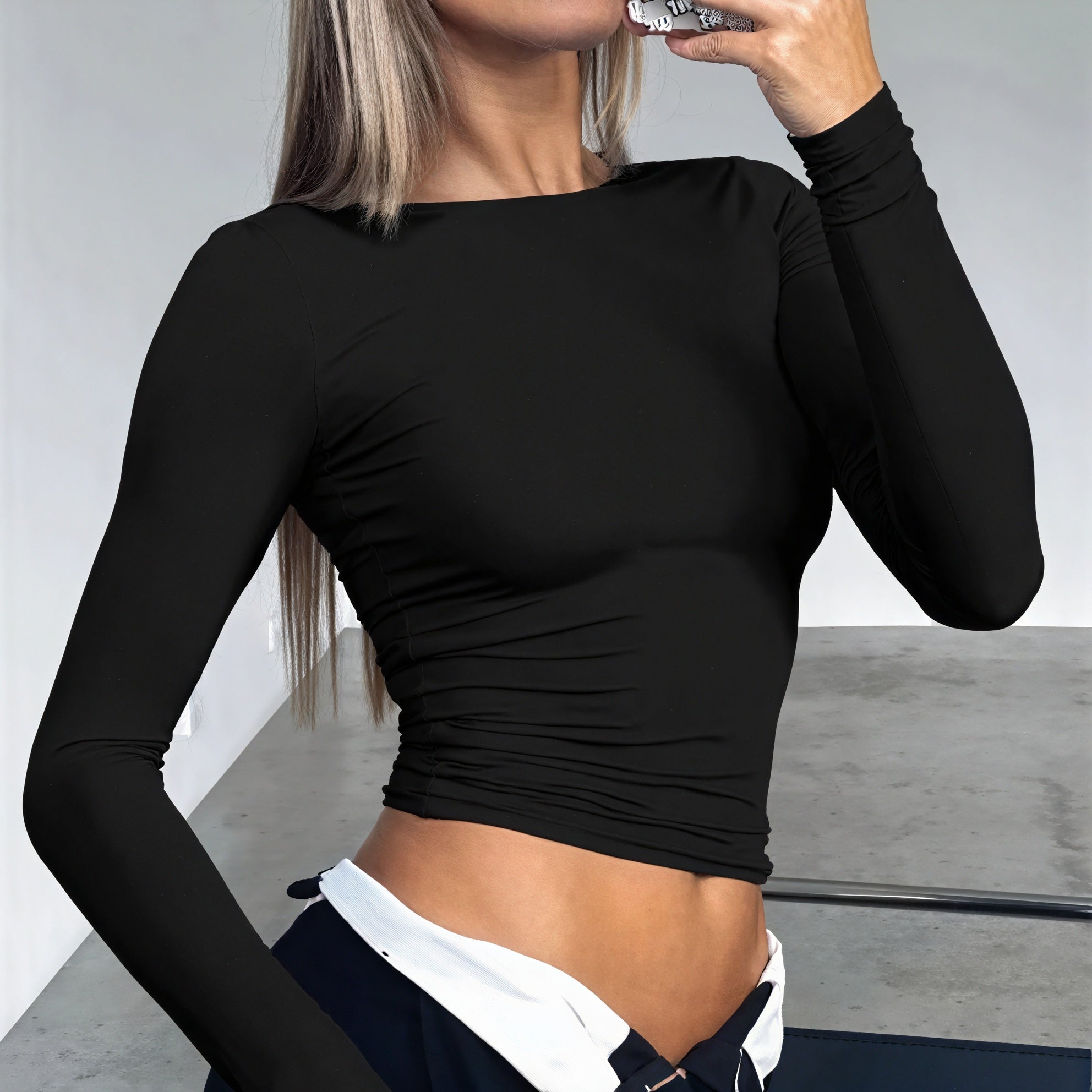 Top aderente a maniche lunghe